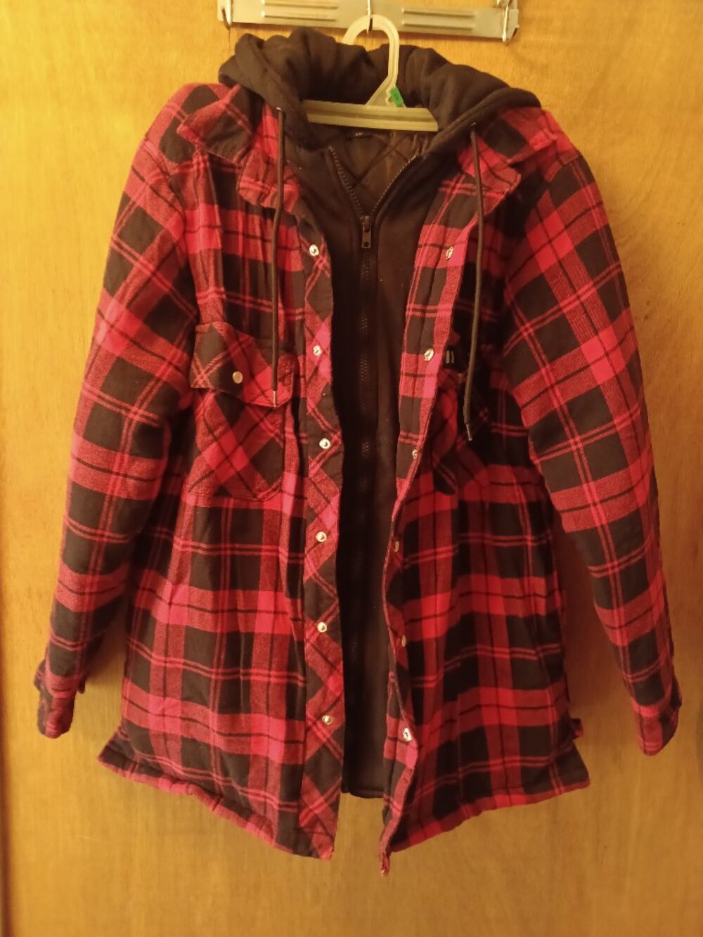 Forcefield Red Plaid Hooded Sherpa-Lined Flannel Shirt Jacket